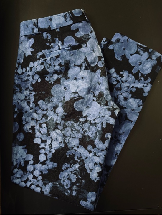 Banana Republic Pants - Banana Republic Women’s Size 4 Black Sloan Pants Blue Floral Print w/Hook